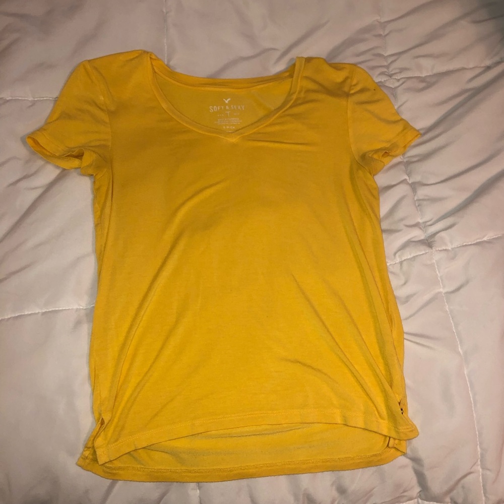 Yellow V-Neck T-shirt.